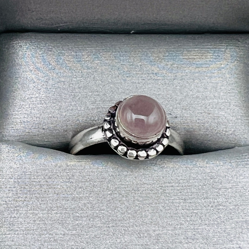 Vintage Cabochon‎ Ring Size 10 Silver Tone Purple Stone Boho Statement Chic